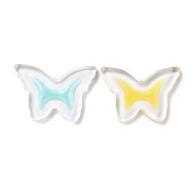 Transparent Acrylic Pendants, with Glitter Powder, Butterfly