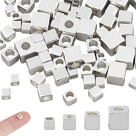 80 шт. 4 стили латунные бусины-проставки, долговечный, куб с круглым отверстием