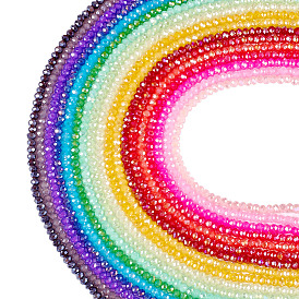 18 brins 18 couleurs cuisson perles de verre électroplaquées brins, couleur ab , facette, ronde