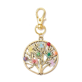 Tree of Life Alloy Pendant Decorations, Lampwork Butterfly & Swivel Clasps Charms for Bag Key Chain Ornaments