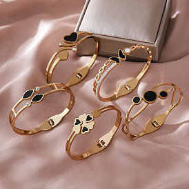 304 Stainless Steel Hinged Cuff Bangles for Women, Golden