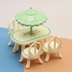 Plastic Miniature Ornaments, Micro Landscape Dollhouse Accessories, Sunshade & Dining Table