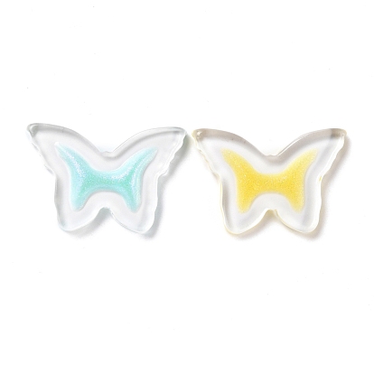 Transparent Acrylic Pendants, with Glitter Powder, Butterfly