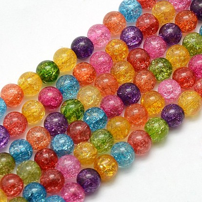 Synthetic Crackle Quartz Round Bead Strands, Dyed