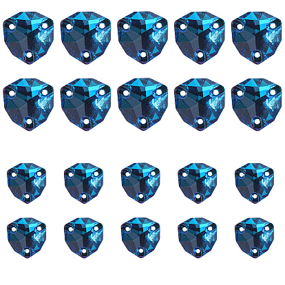 20шт 2 стиль пришивать стразами, многожильные звенья со стеклянными стразами, плоская задняя и задняя, треугольник со скругленными углами