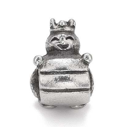 304 Stainless Steel European Beads, Large Hole Beads, King