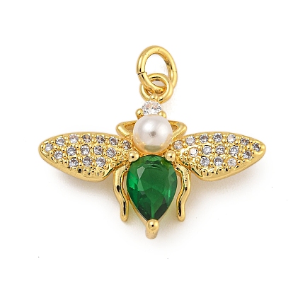 Стойка металлическая латунная микропрофилированная кубическая циркония подвески, с соединительным кольцом и бусинами из искусственного жемчуга, долговечный, без кадмия и без свинца, пчела