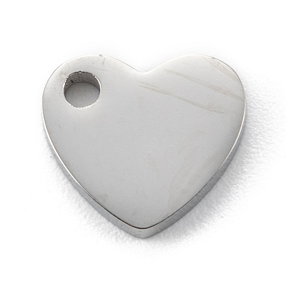 304 Stainless Steel Charms, Heart