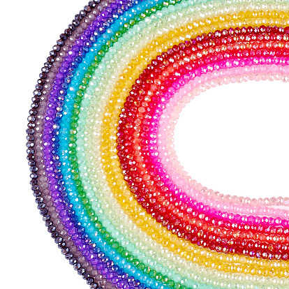 18 brins 18 couleurs cuisson perles de verre électroplaquées brins, couleur ab , facette, ronde
