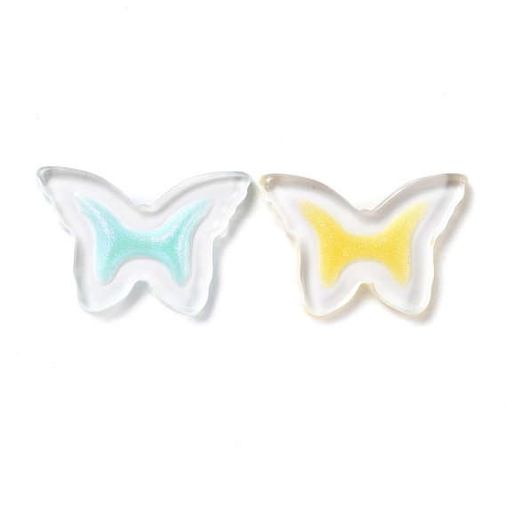 Transparent Acrylic Pendants, with Glitter Powder, Butterfly