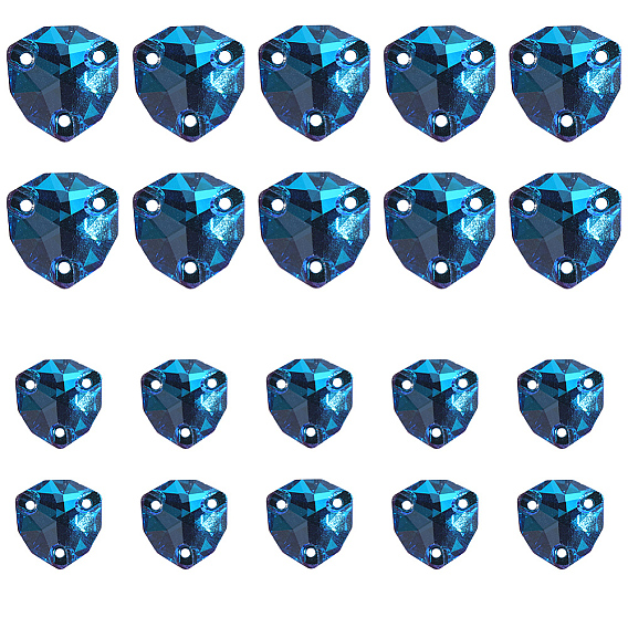 20шт 2 стиль пришивать стразами, многожильные звенья со стеклянными стразами, плоская задняя и задняя, треугольник со скругленными углами