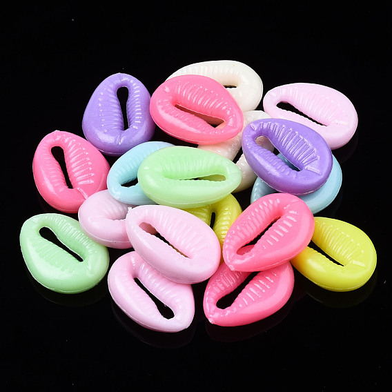 Opaque Acrylic Beads, Cowrie Shell Shaped