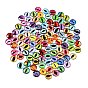 Printed Transparent Glass Cabochons, Half Round with Eye Pattern