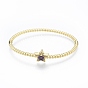 Cubic Zirconia Star Hinged Bangle, Real 18K Gold Plated Brass Jewelry for Women