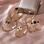 304 Stainless Steel Hinged Cuff Bangles for Women, Golden