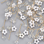 ABS Plastic Imitation Pearl Pendants, with Glass and Light Gold Plated Brass Wire, Flower