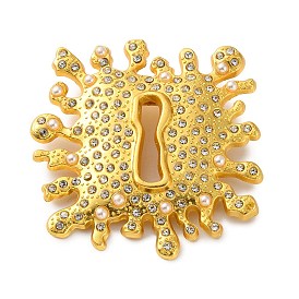 Broches à revers en alliage de strass pour vêtements, cadenas carré, avec perle d'imitation