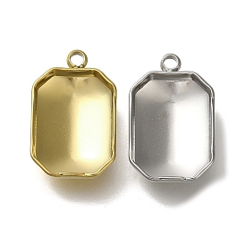 304 Stainless Steel Pendant Cabochon Settings, Rectangle