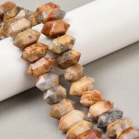 Нити бусин из натурального агата с двойными концами, кусковая пуля, граненые