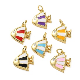 Латунные микропаве прозрачные подвески с фианитом, рыбы прелести, с эмалью, реальный 18 k позолоченный