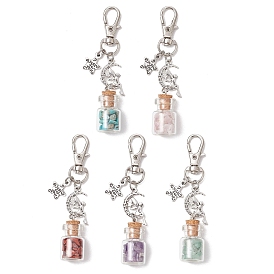 Стеклянная бутылка желаний подвеска украшения, с поворотными застежками из сплава и бусинами из драгоценных камней