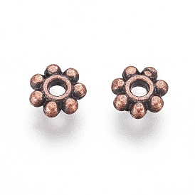 Alliage daisy perles d'espacement de style tibétain, fleur, sans plomb et sans cadmium, 4.5x1.5mm, Trou: 1mm
