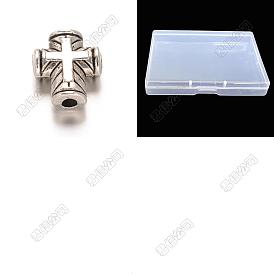 120Pcs Cross Tibetan Style Alloy Beads, Cadmium Free & Lead Free