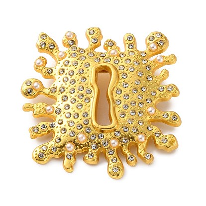 Broches à revers en alliage de strass pour vêtements, cadenas carré, avec perle d'imitation