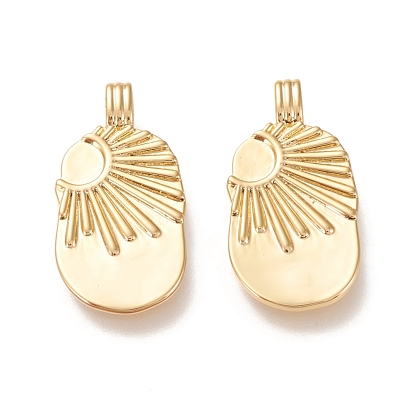 Латунные подвески, долговечный, овальные с солнцем