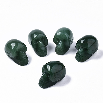 Natural Green Aventurine Beads, No Hole/Undrilled, Skull
