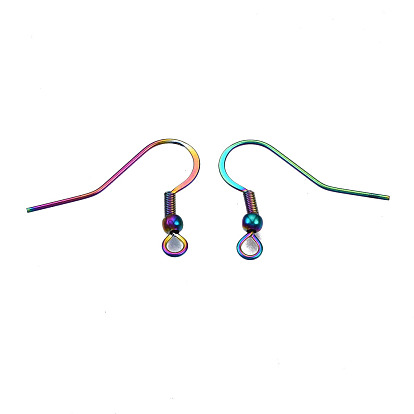 Placage ionique (ip) 304 crochets de boucle d'oreille français en acier inoxydable, crochets de boucle d'oreille plats, fil d'oreille, avec perles et boucle horizontale