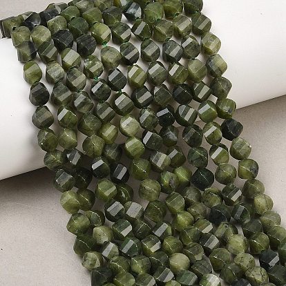 Природные китайский нефрит бисер пряди, граненые, твист