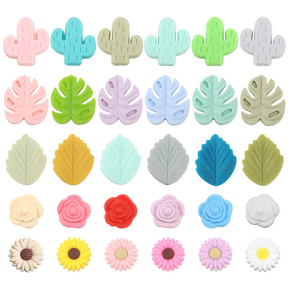 30шт 30 стили летняя тема силиконовые бусины, изготовление ожерелий и браслетов своими руками, разнообразные