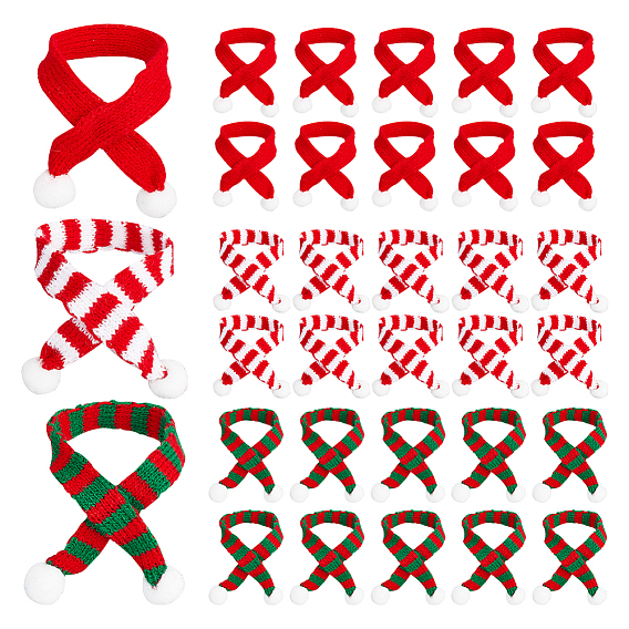 30шт 3 стиль мини рождественский полосатый вязаный шарф, для рождественского украшения букета из винных бутылок