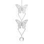 304 Stainless Steel Rose Butterfly Suncatchers, Faceted Round Glass Charm Prism for Window Decor