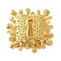 Alloy Rhinestone Lapel Pin Brooches for Clothes, Square Lock, with Imitation Pearl