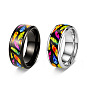 Printed 304 Stainless Steel Finger Rings, Feather