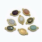 Natural Gemstone Links Connectors, with Golden Tone Brass Findings, Oval, Faceted