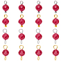 16Pcs 4 Styles Lab Grown Red Corundum Charms with July Birthstone Connector Charms, with 304 Stainless Steel Findings, Round