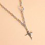 Fashionable Multi-layer Hollow Butterfly Rose Cross Sweater Necklace for Women