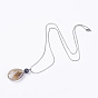 Natural Mixed Stone Perfume Bottle Pendant Necklaces, with Brass Findings and Plastic Dropper, Drop