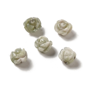 Perles de fleurs sculptées en jade naturel de paix, rose