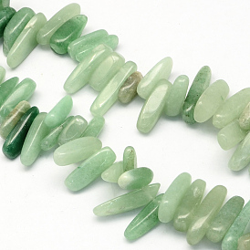 Aventurine vert brins pierre de perles naturelles, nuggets, longueur d'environ 13~22 mm ,  largeur de 6~9 mm, épaisseur de 4~9mm, Trou: 1 mm, Environ 60 pcs/chapelet, 15.7 pouce