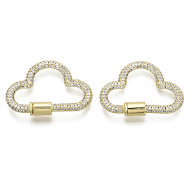 Латунные микропаве, кубический цирконий, винт, карабин, подвески с замком, для изготовления ожерелий, быстрые ссылки, облако, без никеля , реальный 16 k позолоченный