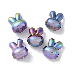 Cuentas de acrílico iridiscente arcoíris chapadas en uv, conejo