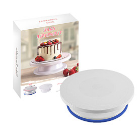 Non-slip PP Plastic Cake Turntable, with Silicone Band, Flat Round
