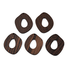 Natural Wenge Wood Pendants, Undyed, Irregular Oval Charms