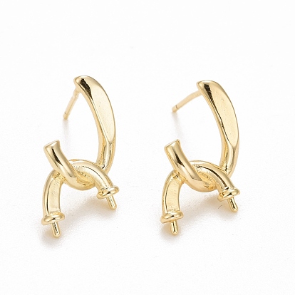 Rack Plating Brass Earring Findings, Hollow Flat Pad Earring Post, with 925 Sterling Silver Pins, Cadmium Free & Lead Free, Long-Lasting Plated, Flat Round