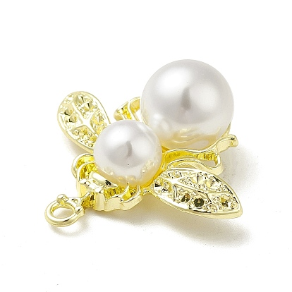 Rack Plating Alloy Pendant Rhinestone Setting, with Acrylic Imitation Pearls, Bees Charms