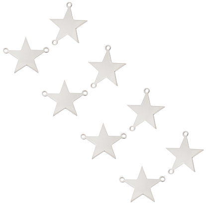 201 Stainless Steel Links Connectors, Laser Cut, Blank Stamping Tag, Star